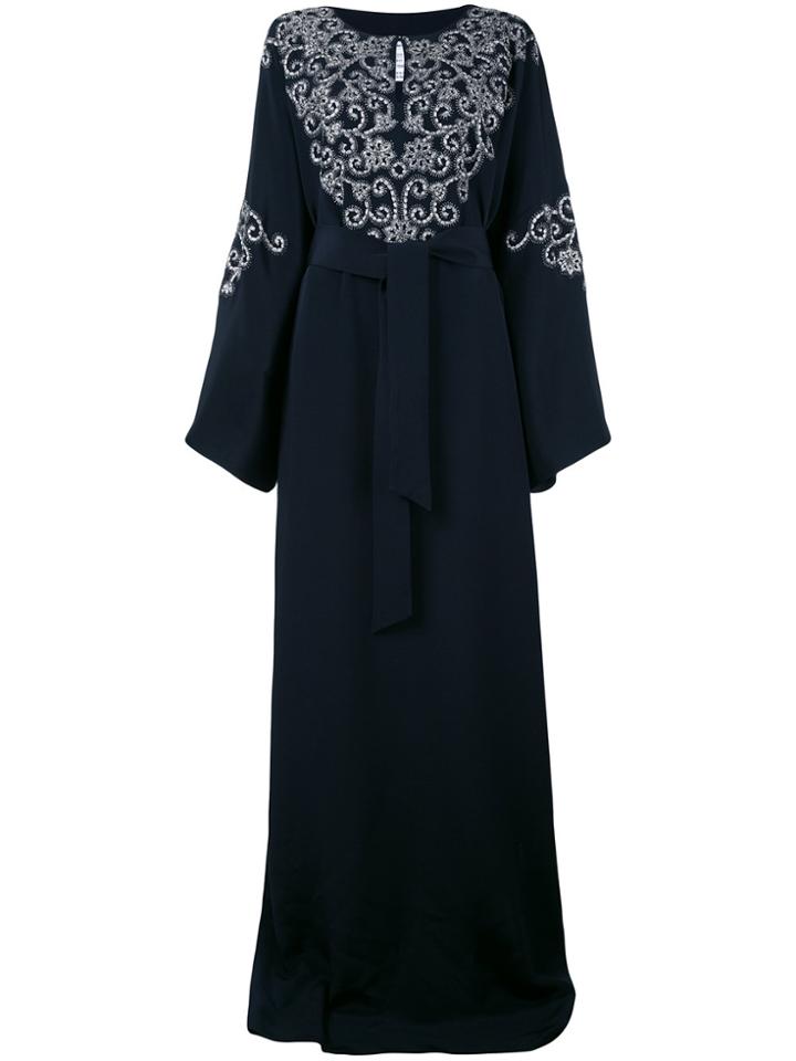 Oscar De La Renta Chest Embroidery Tunic Gown - Blue