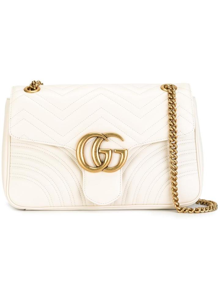 Gucci Gg Marmont Matelassé Shoulder Bag, Women's, White, Leather