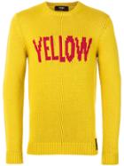 Fendi Yellow Slogan Pullover Sweater - Yellow & Orange