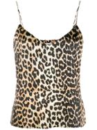 Ganni Leopard Print Camisole Top - Brown