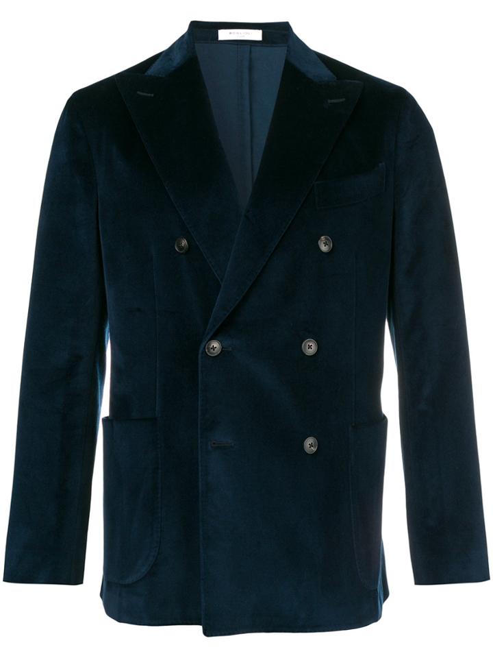 Boglioli Velvet Double Breasted Jacket - Blue