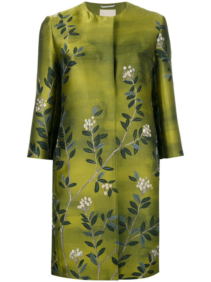 's Max Mara Three-quarters Sleeve Jacquard Coat, Women's, Size: 42, Green, Polyester