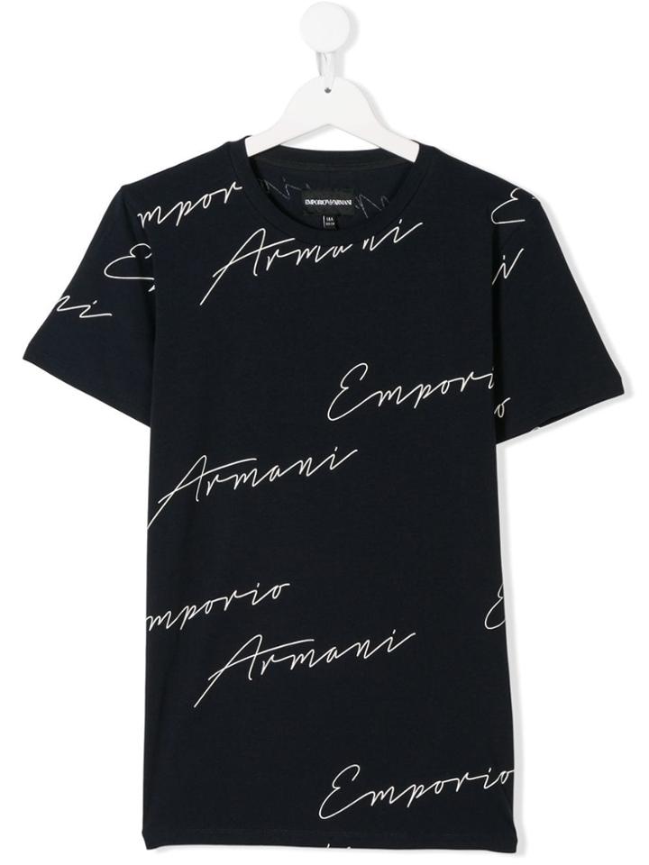 Emporio Armani Kids Teen Printed T-shirt - Blue