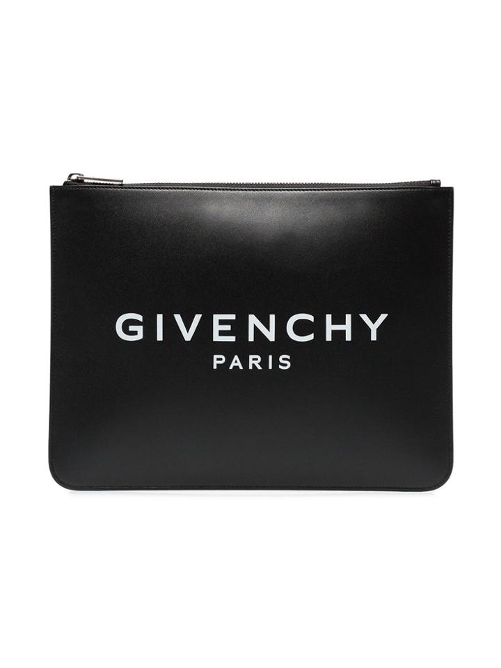 Givenchy Black Logo Calf Leather Clutch