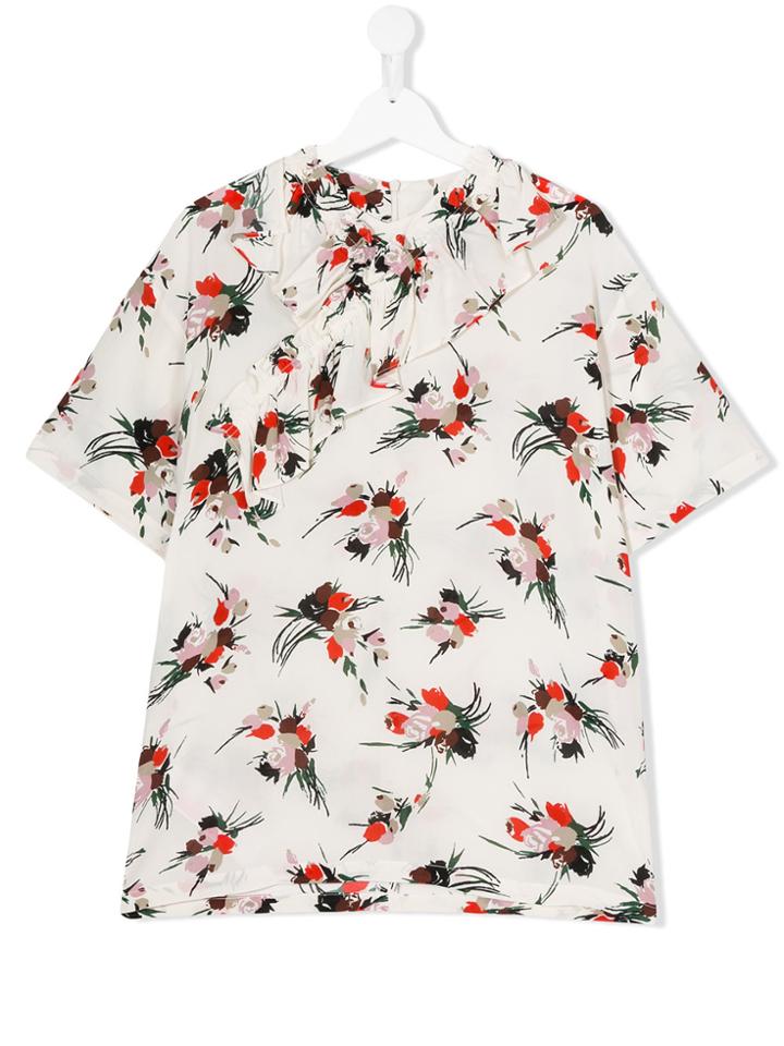 Marni Kids Floral Short-sleeve Blouse - White