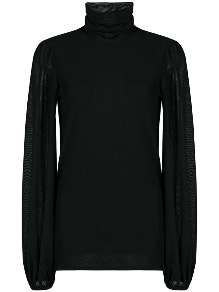 Ganni Rollneck Polka Dot Blouse - Black