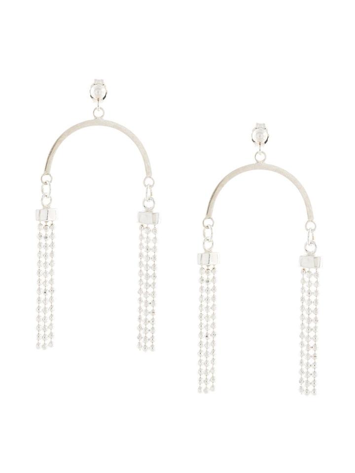 Petite Grand Curved Tassel Earrings - Silver