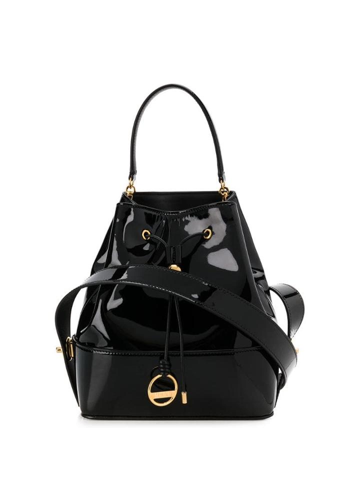 Emilio Pucci Black Patent Leather Bonita Bucket Bag