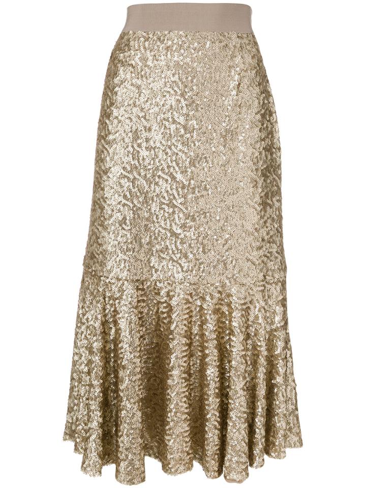 Maison Père Mid-rise Sequin Skirt - Nude & Neutrals