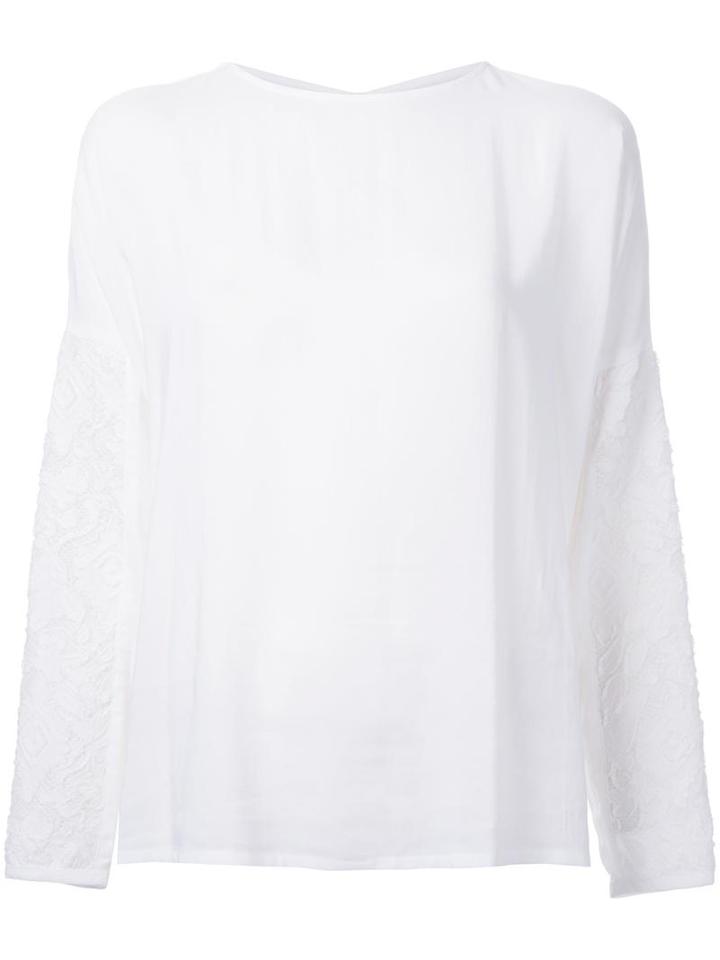 Cityshop Lace Sleeve Blouse, Women's, White, Rayon