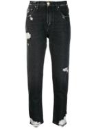 Don't Cry Distressed Cropped Jeans - Black