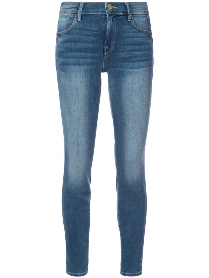 Frame Denim High Waisted Skinny Jeans - Blue