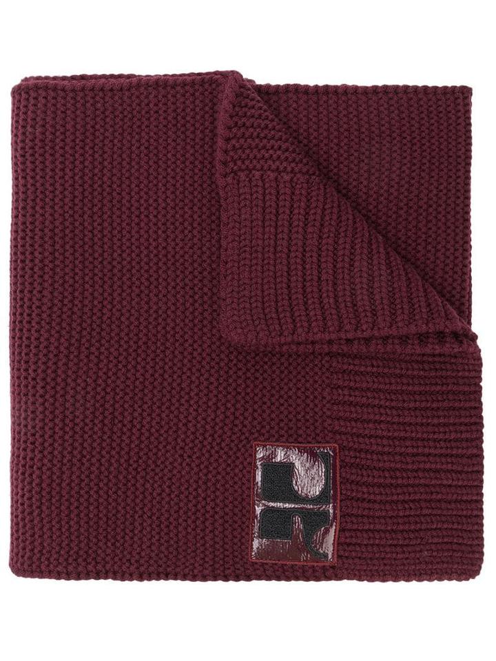 Courrèges Logo Rib Knit Scarf - Red