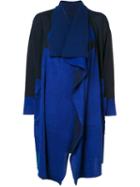 Issey Miyake Long Draped Front Cardigan, Women's, Size: 2, Blue, Nylon/cupro/rayon/wool