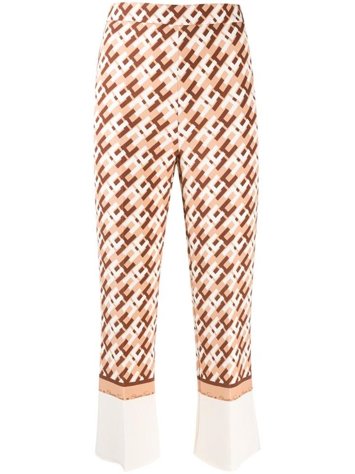 Elisabetta Franchi Cropped Monogram Pants - Neutrals