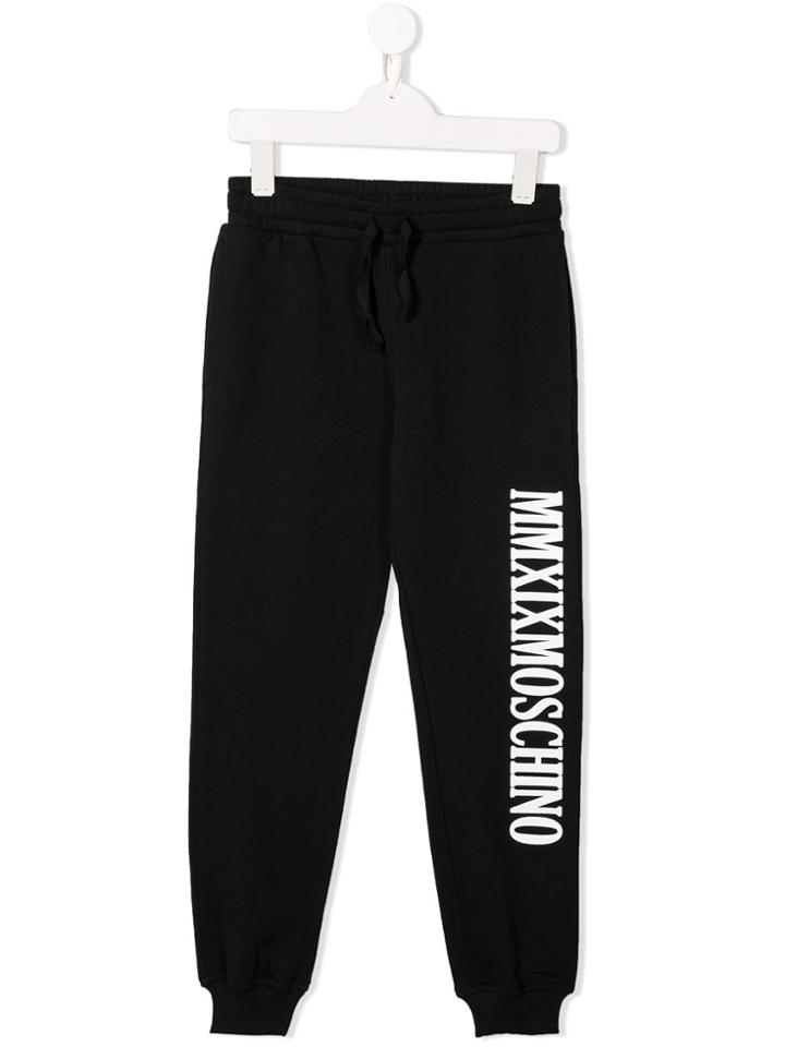 Moschino Kids Teen Mmxix Print Track Pants - Black