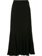 Co Ruffled Hem Midi Skirt, Women's, Size: Medium, Black, Triacetate/polyester