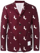 Thom Browne Dog Embroidered Blazer, Men's, Size: 0, Pink/purple, Cotton/cupro