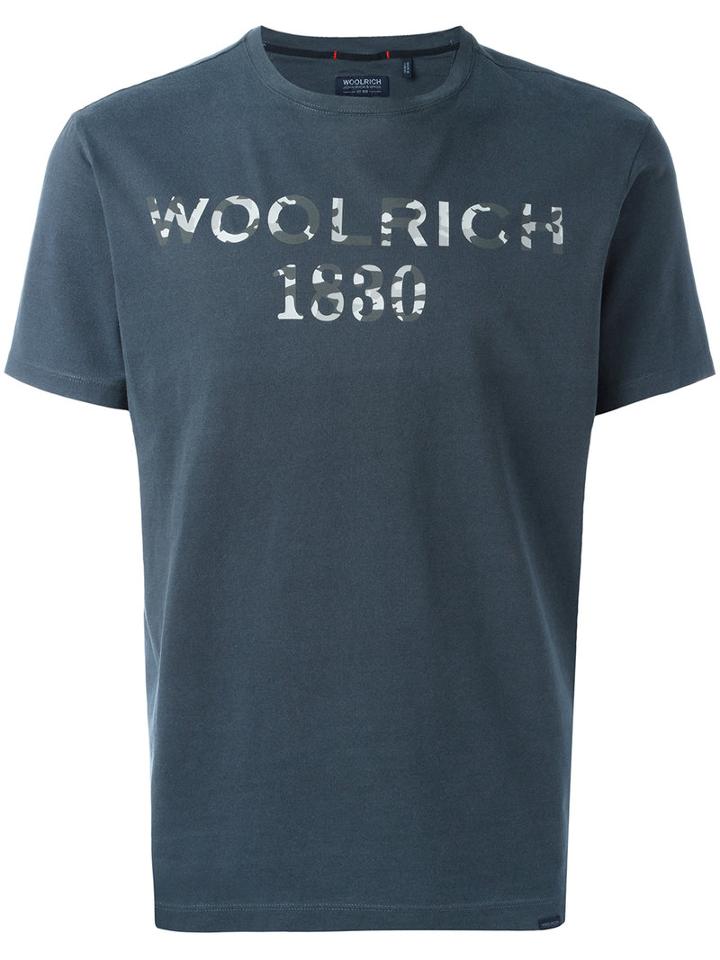 Woolrich Logo Print T-shirt, Men's, Size: Small, Blue, Cotton