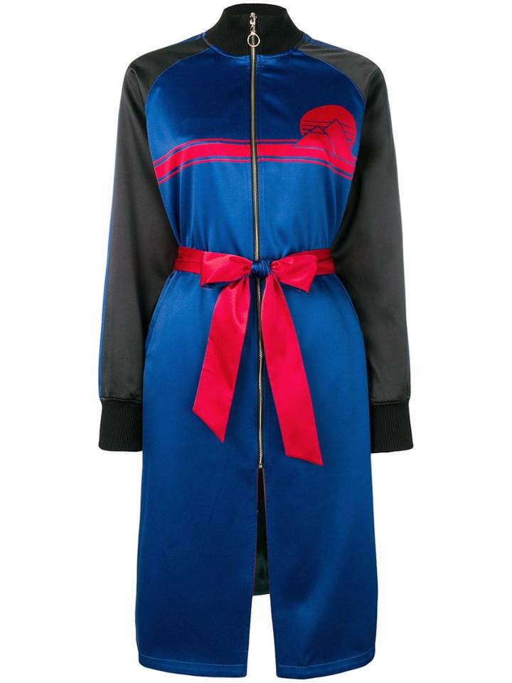Opening Ceremony Colour Block Longline Bomber Coat - Blue
