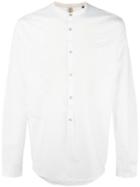 Dnl Mandarin Neck Shirt, Men's, Size: 42, White, Cotton/linen/flax