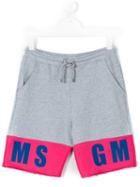 Msgm Kids - Teen Logo Print Jogging Shorts - Kids - Cotton - 14 Yrs, Girl's, Grey