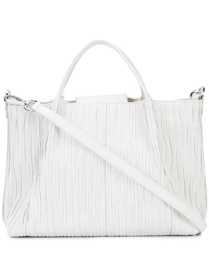 Fabiana Filippi - Textured Panel Tote - Women - Leather - One Size, White, Leather