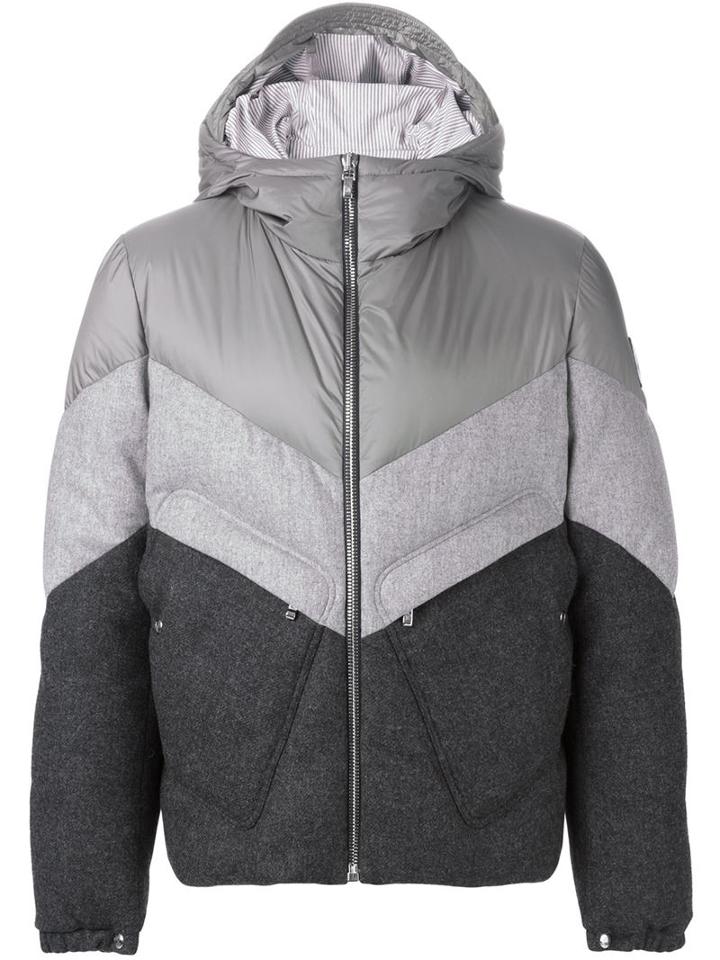 Moncler Gamme Bleu Colour Block Padded Jacket, Men's, Size: 1, Grey, Cotton/feather Down/polyamide/wool