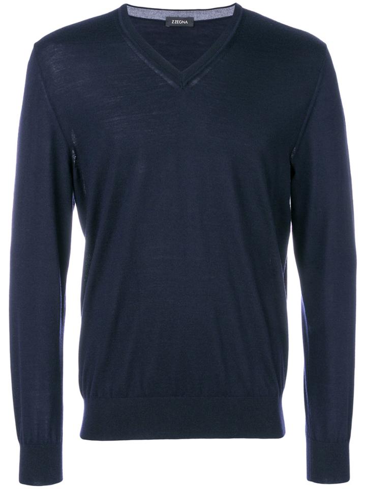 Z Zegna V-neck Sweater - Blue