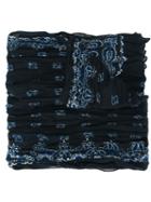 Saint Laurent Paisley Print Scarf, Women's, Blue, Silk/cashmere