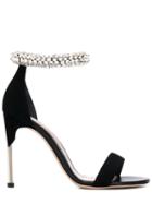 Alexander Mcqueen Crystal Strap Sandals - Black