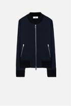Ami Alexandre Mattiussi Zipped Bomber Jacket, Men's, Size: Xl, Blue, Cotton/acetate/wool
