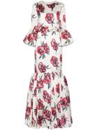 Rebecca De Ravenel Floral Bell Sleeved Floor Length Patio Dress -