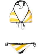 Fendi Wave Print Bikini Set, Women's, Size: 42, Yellow/orange, Polyamide/spandex/elastane
