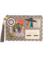 Gucci Gg Supreme Applique Pouch - Multicolour