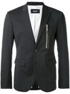 Dsquared2 - Zipped Pocket Blazer - Men - Cotton/calf Leather/polyester/virgin Wool - 46, Black, Cotton/calf Leather/polyester/virgin Wool