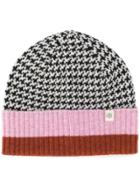 Mulberry Brushed Houndstooth Beanie - Grey