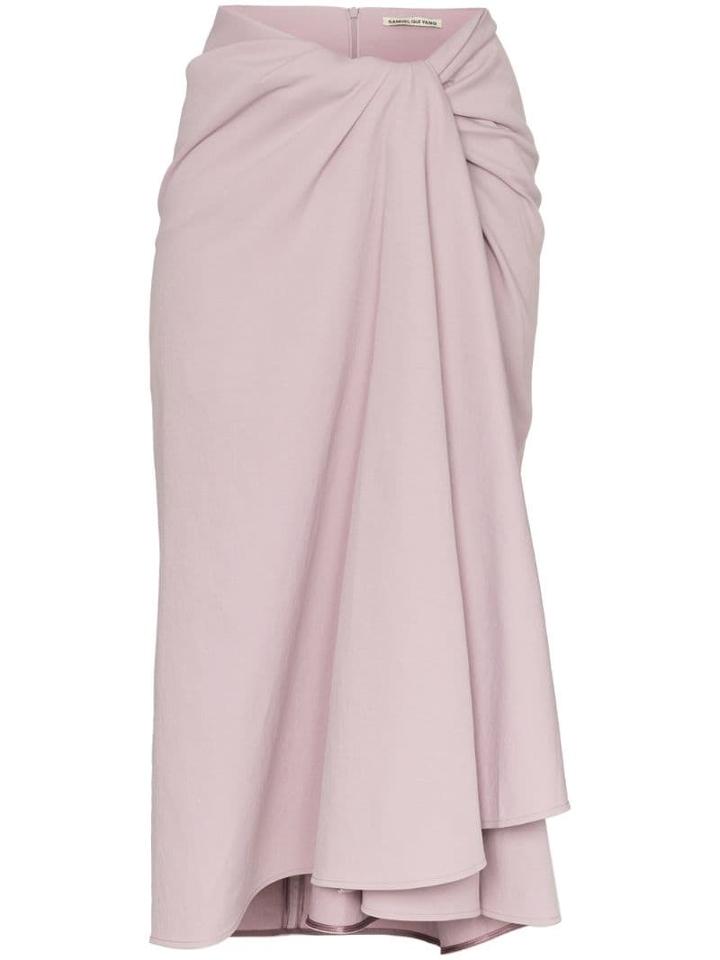 Samuel Gui Yang Towel Effect Draped Midi Skirt - Purple
