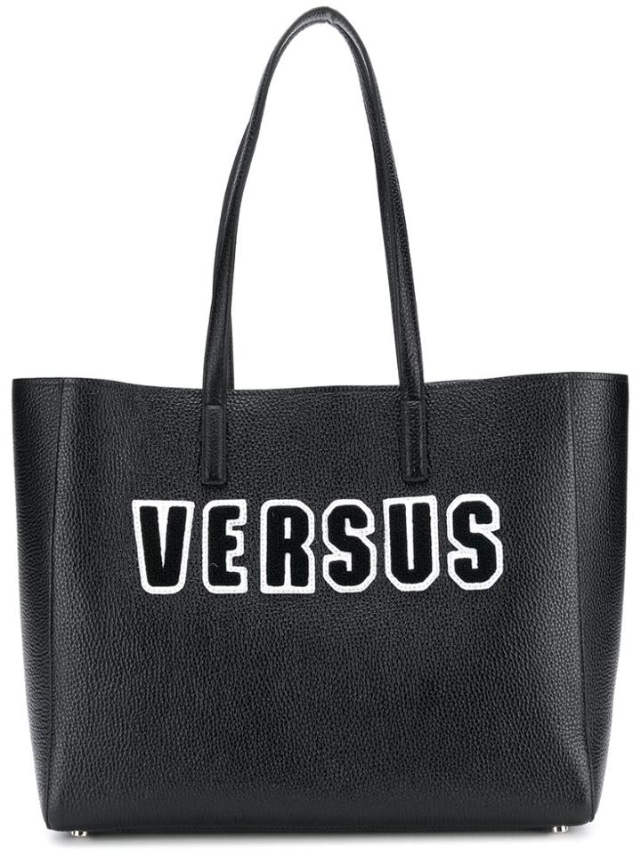 Versus Logo Embroidered Tote Bag - Black