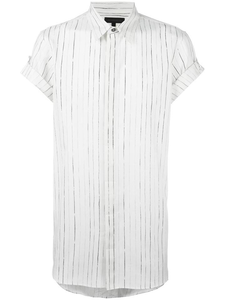 Ann Demeulemeester Grise Striped Shortsleeved Shirt, Men's, Size: Medium, White, Cotton