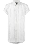 Ann Demeulemeester Grise Striped Shortsleeved Shirt, Men's, Size: Medium, White, Cotton
