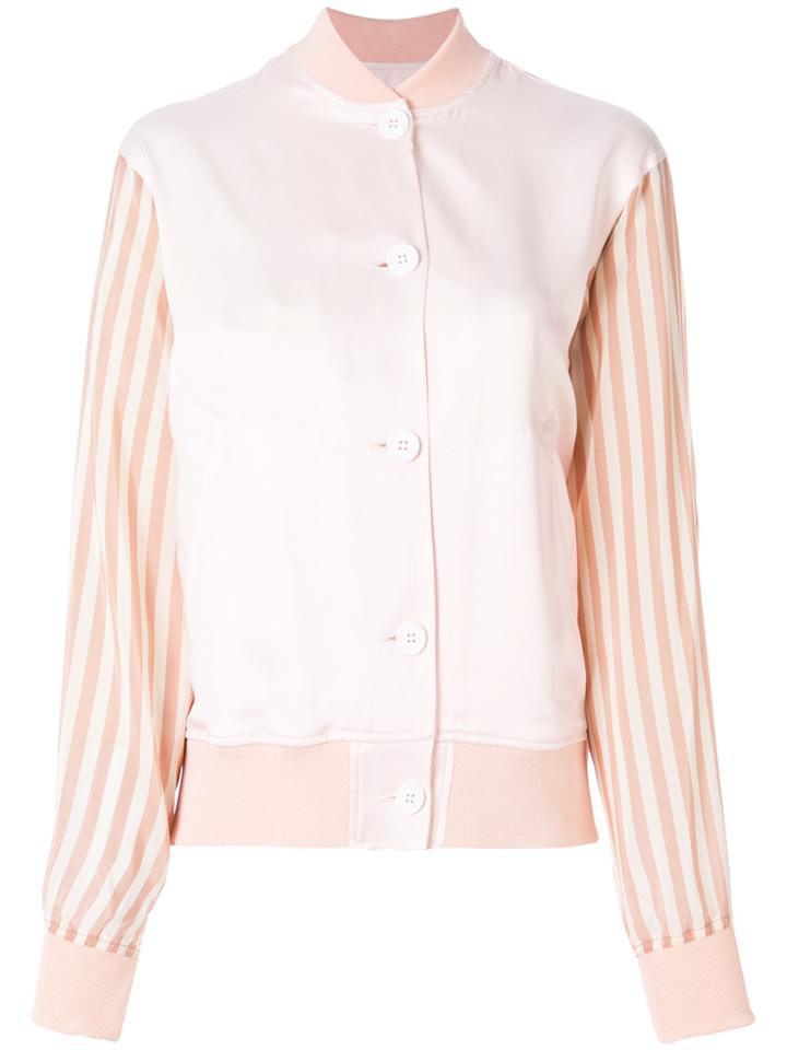 Mm6 Maison Margiela Striped Sleeve Bomber Jacket - Pink & Purple