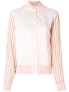 Mm6 Maison Margiela Striped Sleeve Bomber Jacket - Pink & Purple
