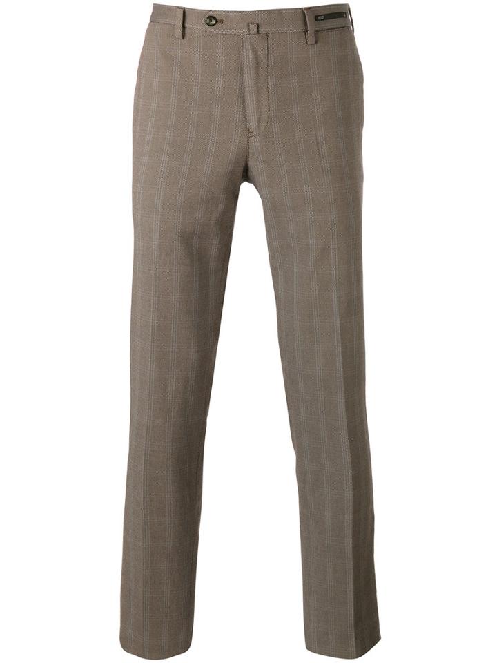 Pt01 Stripe Tailored Trousers, Men's, Size: 46, Brown, Cotton/spandex/elastane