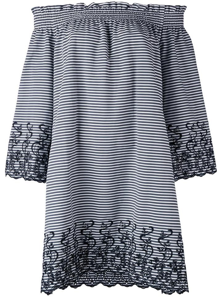 P.a.r.o.s.h. - Off-shoulders Striped Shift Dress - Women - Cotton/polyamide/polyester/spandex/elastane - S, Women's, Grey, Cotton/polyamide/polyester/spandex/elastane