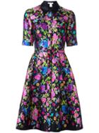 Oscar De La Renta Allover Print Shirt Dress, Women's, Size: 4, Black, Cotton/silk