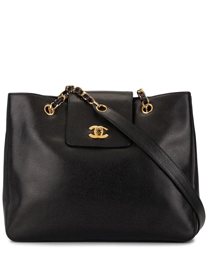 Chanel Pre-owned 1997 Logo Tote Bag - Black