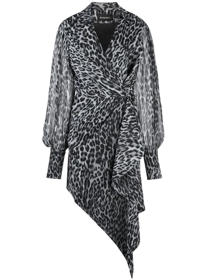 Rasario Leopard Print Wrap Dress - Grey