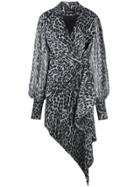 Rasario Leopard Print Wrap Dress - Grey