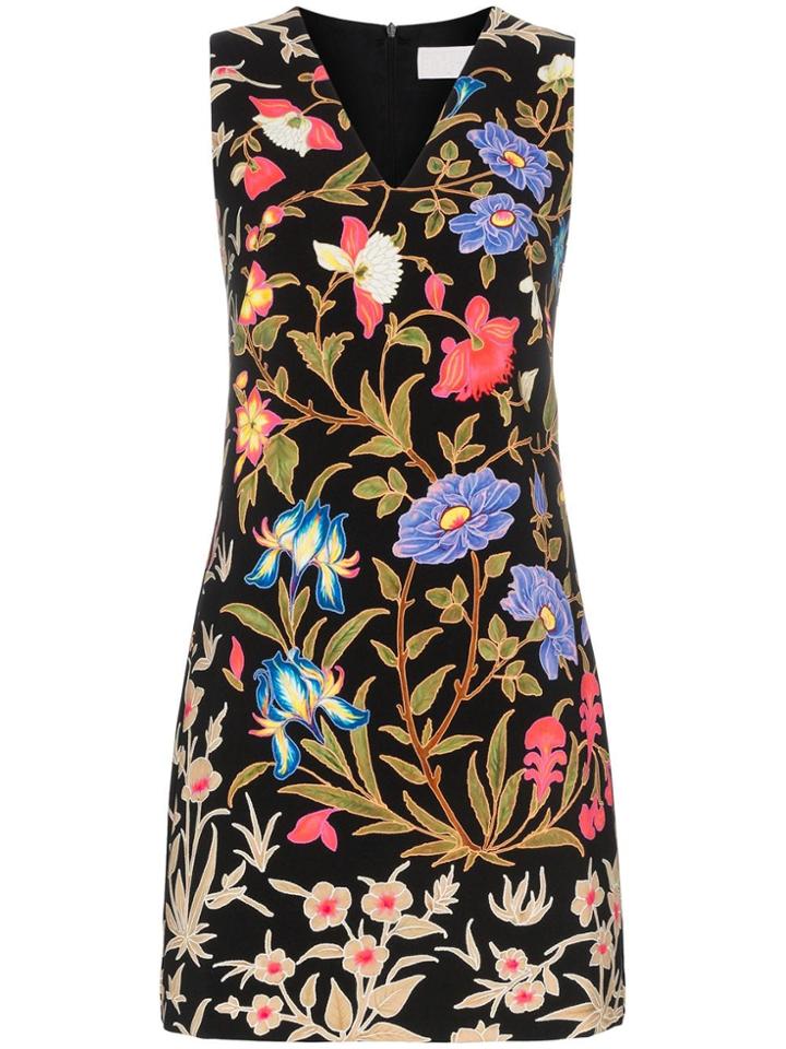 Peter Pilotto Floral Print V-neck Mini Dress - Black